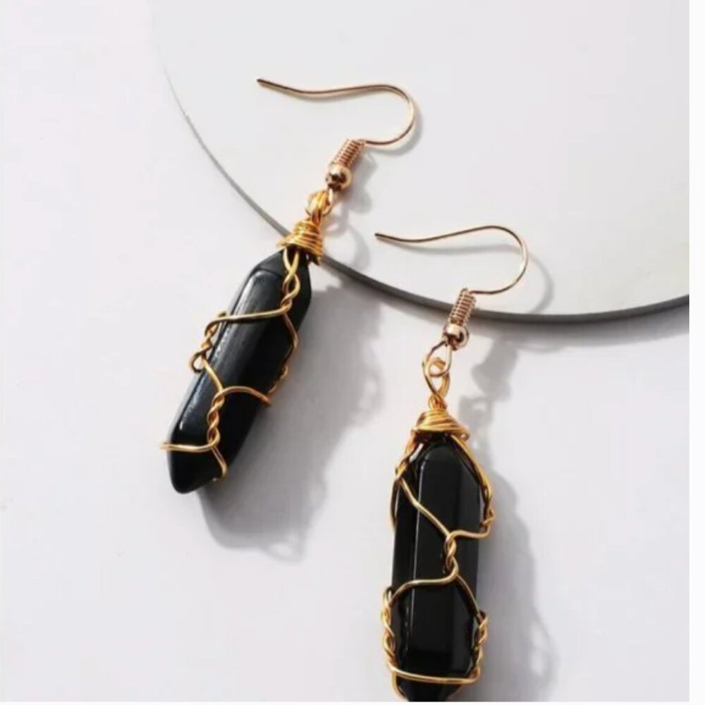 ✨ FREE Stone Hippie Art Deco Geo Geode Faux Peasant Hippie Hipster Hip Earrings